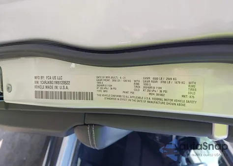 2021 Jeep Grand Cherokee L Limited 4X4 from USA, damaged, VIN 1C4RJKBG1M8120522